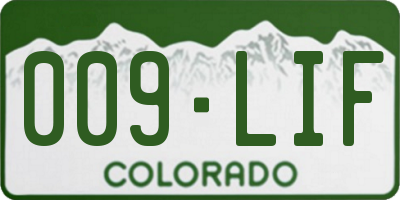 CO license plate 009LIF