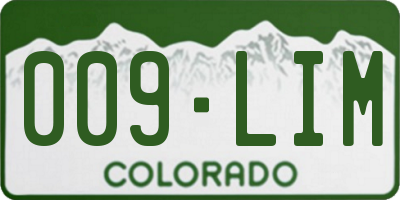CO license plate 009LIM