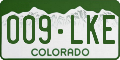 CO license plate 009LKE