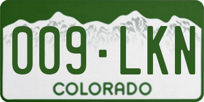 CO license plate 009LKN