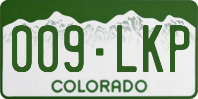 CO license plate 009LKP