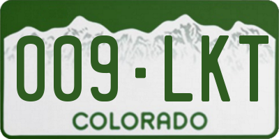 CO license plate 009LKT