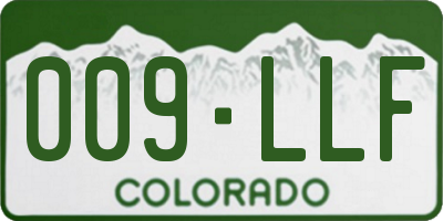 CO license plate 009LLF