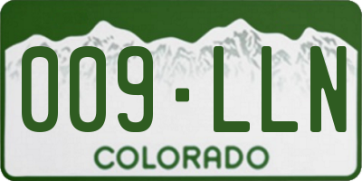 CO license plate 009LLN
