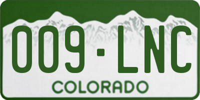 CO license plate 009LNC