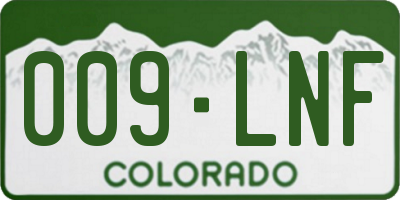 CO license plate 009LNF