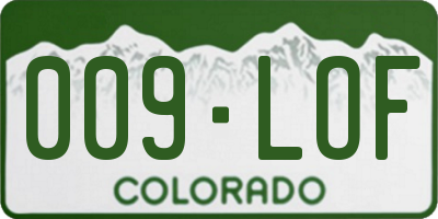 CO license plate 009LOF