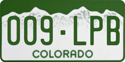 CO license plate 009LPB