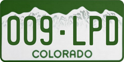 CO license plate 009LPD