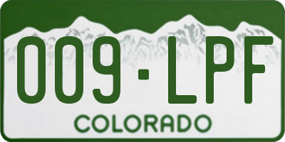 CO license plate 009LPF