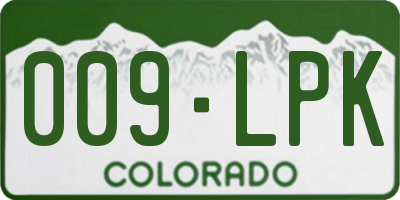CO license plate 009LPK