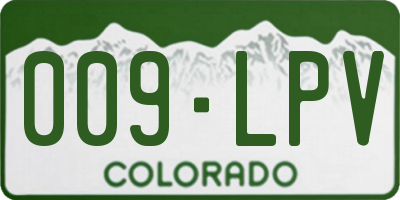 CO license plate 009LPV