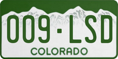 CO license plate 009LSD