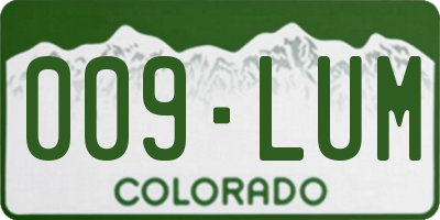 CO license plate 009LUM