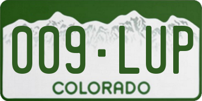 CO license plate 009LUP