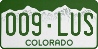CO license plate 009LUS