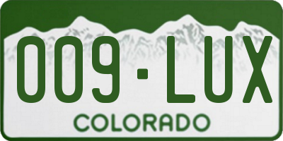 CO license plate 009LUX