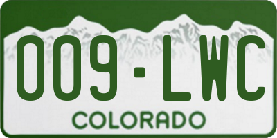 CO license plate 009LWC