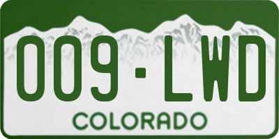 CO license plate 009LWD