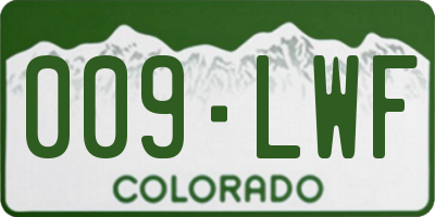 CO license plate 009LWF