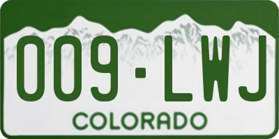 CO license plate 009LWJ