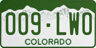 CO license plate 009LWO