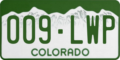CO license plate 009LWP