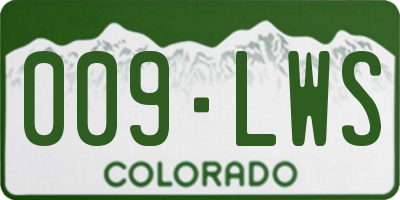 CO license plate 009LWS