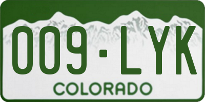 CO license plate 009LYK