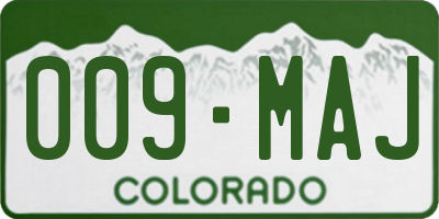 CO license plate 009MAJ