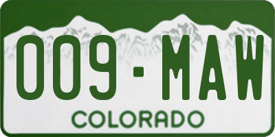 CO license plate 009MAW