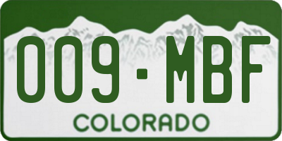 CO license plate 009MBF