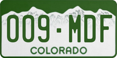CO license plate 009MDF