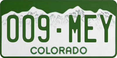 CO license plate 009MEY
