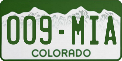 CO license plate 009MIA