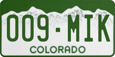 CO license plate 009MIK
