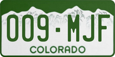 CO license plate 009MJF