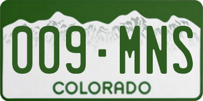 CO license plate 009MNS