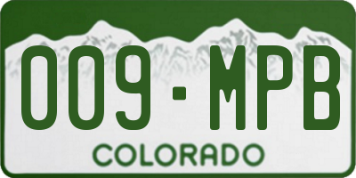 CO license plate 009MPB