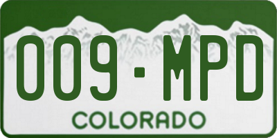 CO license plate 009MPD