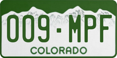 CO license plate 009MPF