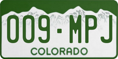 CO license plate 009MPJ