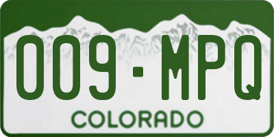 CO license plate 009MPQ