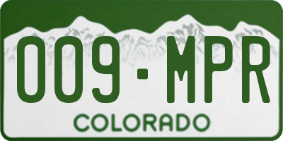CO license plate 009MPR