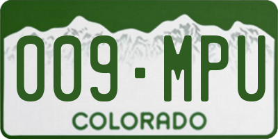 CO license plate 009MPU