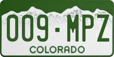 CO license plate 009MPZ