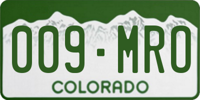 CO license plate 009MRO