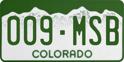 CO license plate 009MSB