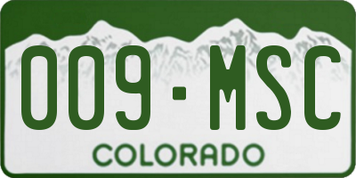 CO license plate 009MSC