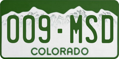 CO license plate 009MSD